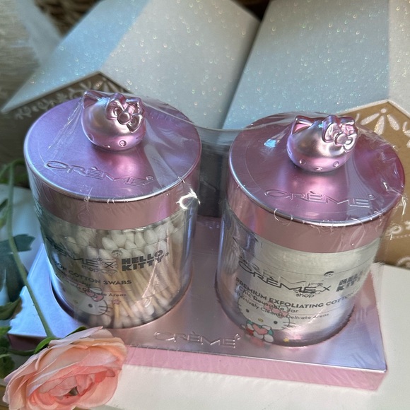 Hello Kitty Crème Shop glass bottles vanity pink tray q tips cotton Christmas main image 6